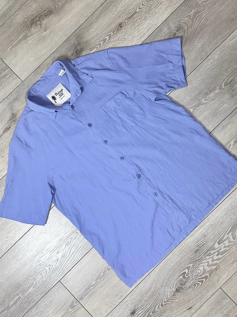 Vintage Silk Circa 1969 100% Silk Short Sleeve Button Down Textured Shirt